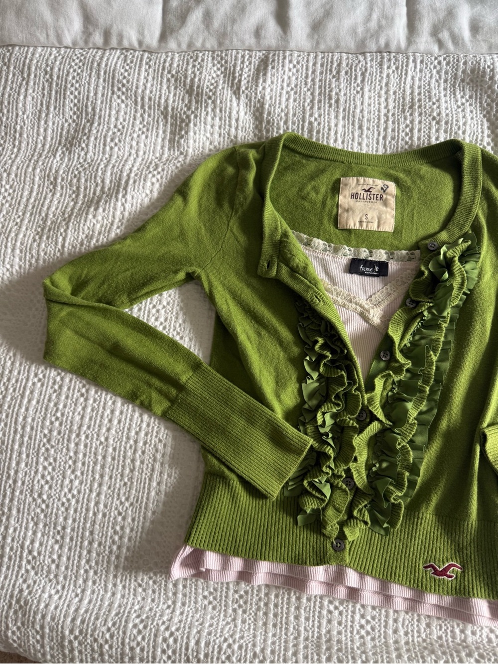 Y2K hollister matcha green cardigan Elena Gilbert Bella Swan vintage - Picture 7 of 9